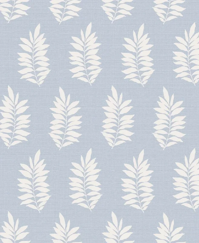 Peel-and-stick wallpaper for offices-Pinnate Silhouette Wallpaper in Iceburg from the Simple Life Collection