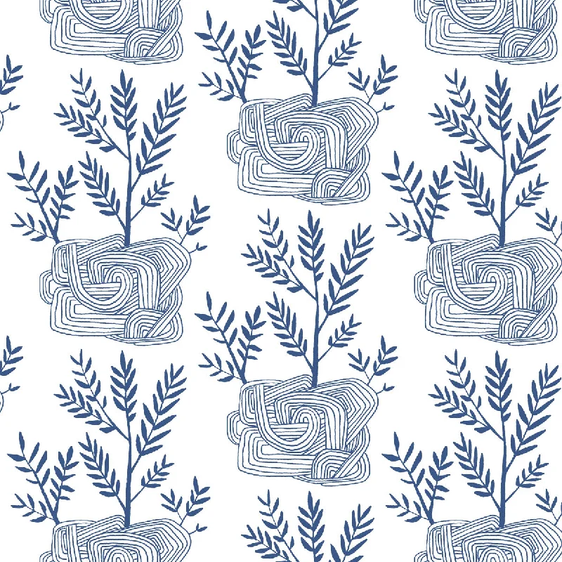 Top wallpaper for sleek designs-Seedlings Peel & Stick Wallpaper in Blue from the Risky Business III Collection