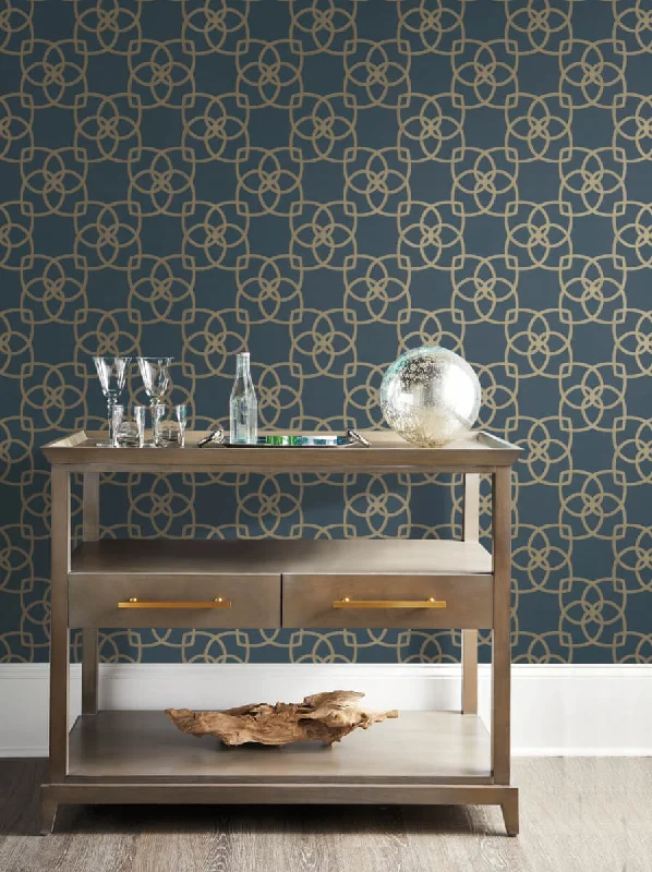 Durable wallpaper for kitchens-Serendipity Wallpaper in Navy