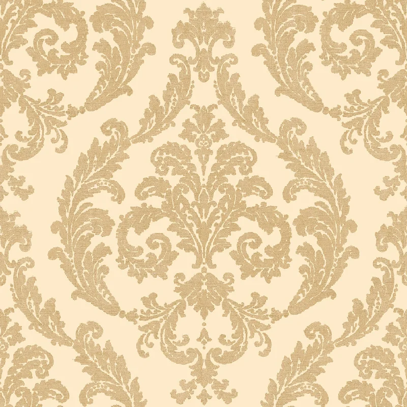 Top wallpaper for modern looks-Traditional Damask Gold Wallpaper from the Palazzo Collection