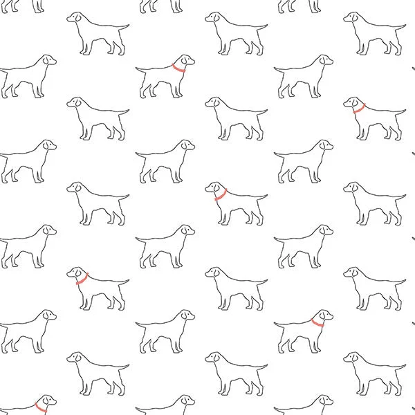 Cheap wallpaper in bulk-Yoop White Dog Wallpaper from the Flora & Fauna Collection