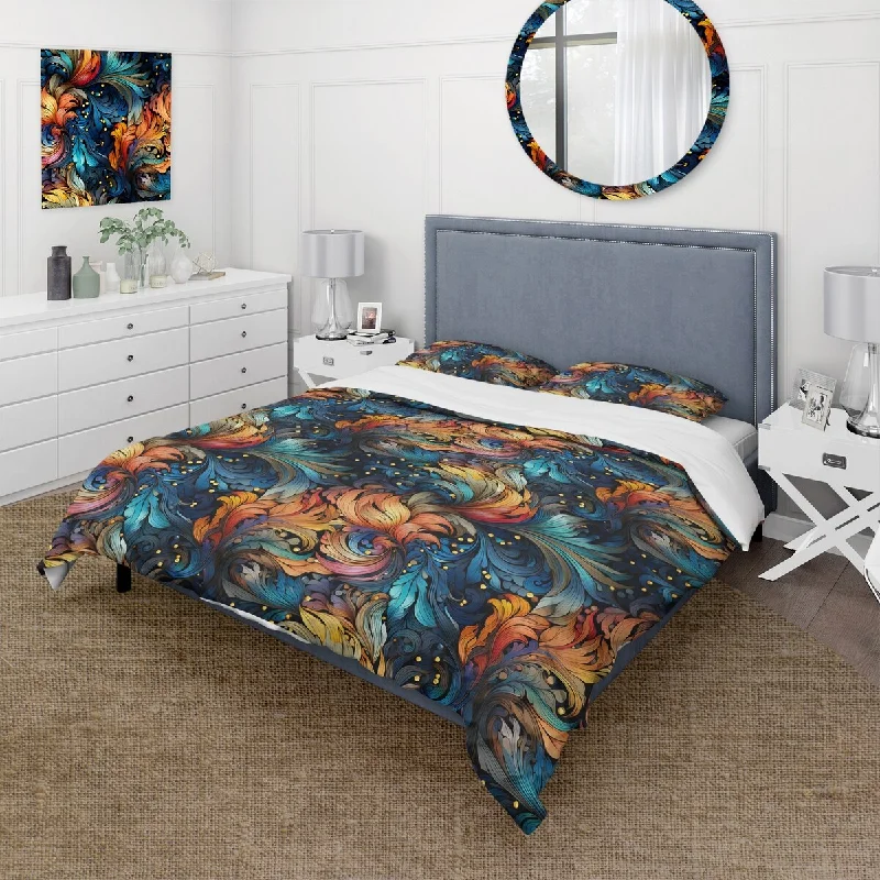 Minimal bedroom lighting ideas-Designart "Celestial Essence Paisley Pattern I" Paisley; Floral Bedding Set With Shams