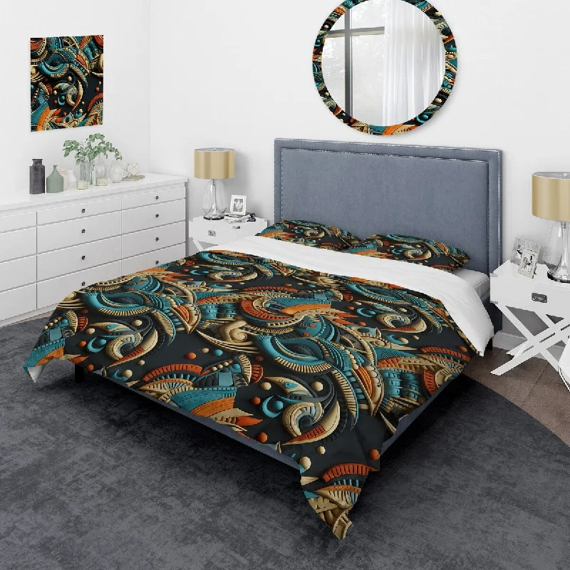 How to make bunk beds safe-Designart "Tribal Motifs Eclectic Melody" Blue Floral bedding set with shams