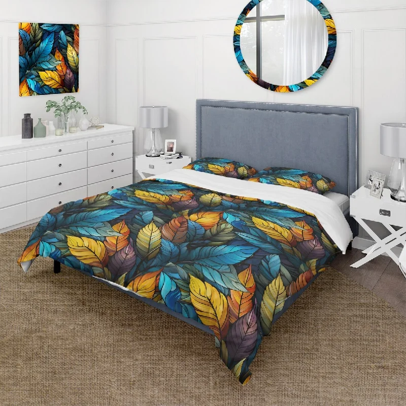 How to store bed frames-Designart "Tropical Mosaic Tropical Pattern" Floral Bedding Cover Set With 2 Shams