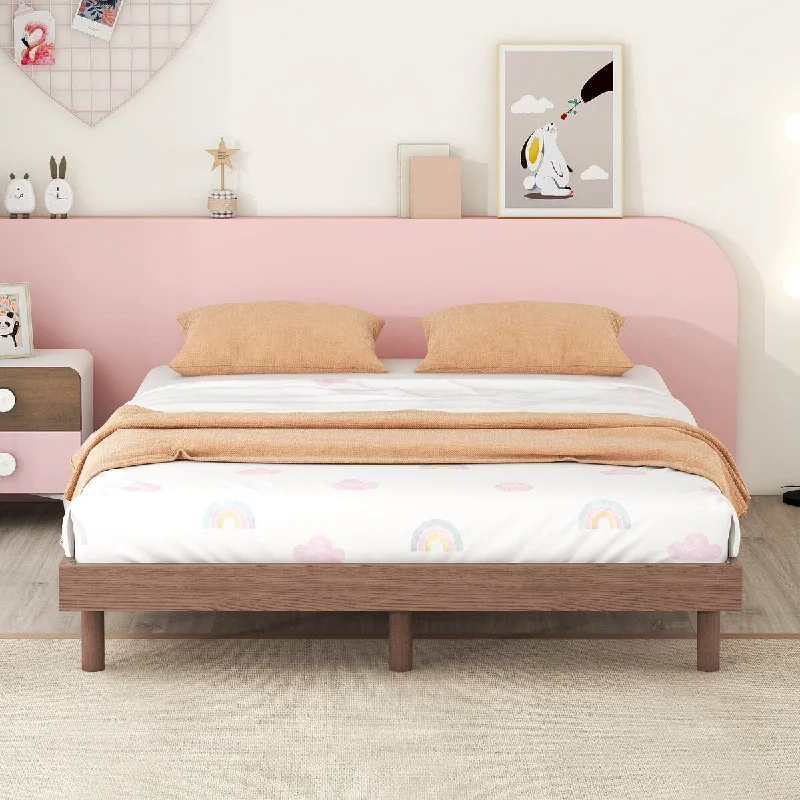 Bamboo pillows reviews-Full Size Pine Wood Floating Platform Bed Frame for Bedroom