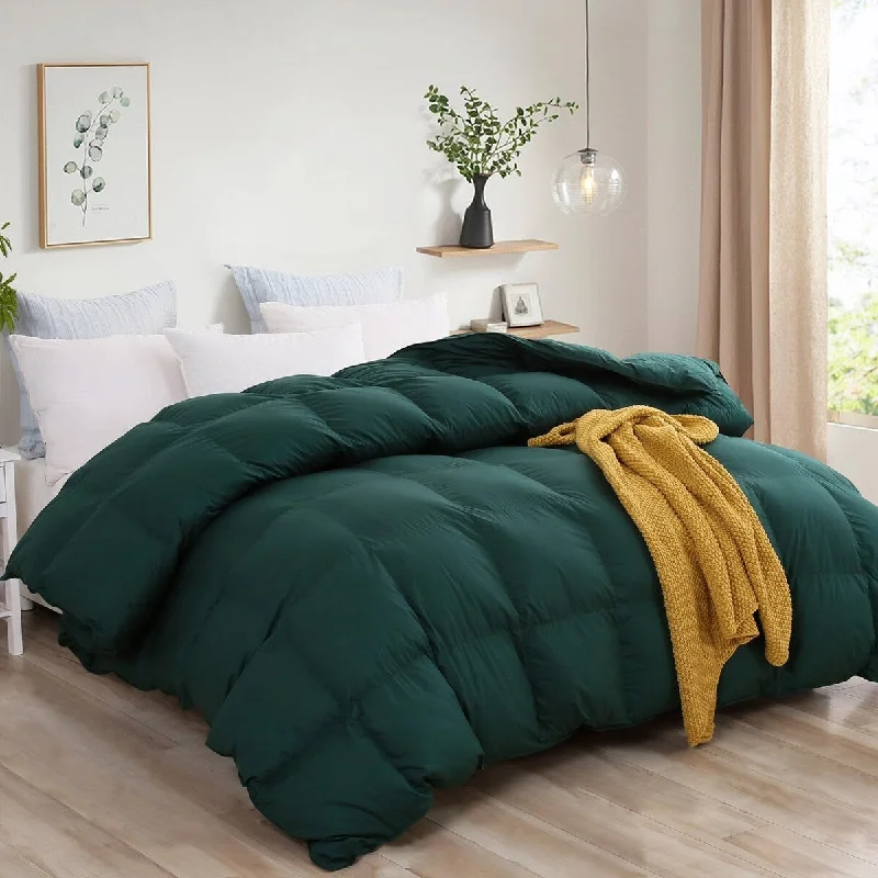 Mid-century bedding styles-Goose Down Comforter King Size,All Season Fluffy Down Duvet Insert,54 Oz Medium Weight for Bedding Comforter with Corner Tabs