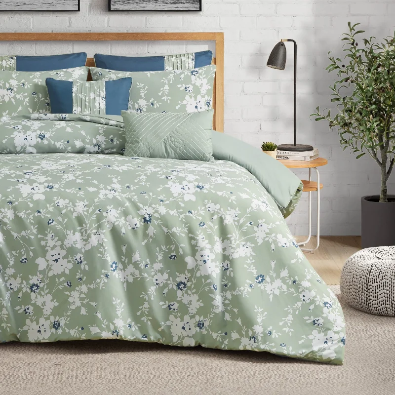 Glam bedding designs-Lucky Brand Fianna Reversible Floral Luxury Comforter Bedding Set