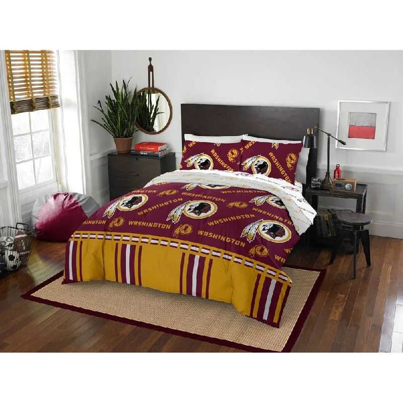 How to clean bedroom sheets-NFL 864 Washington Redskins Full Bed In a Bag Set