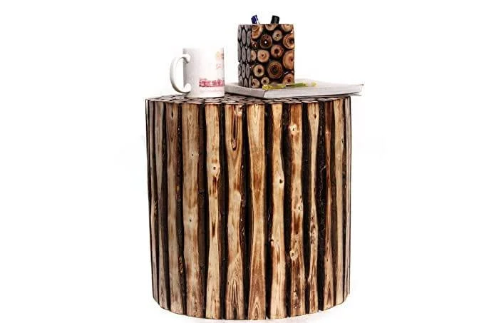 Small bedroom paint tips-Round Wooden Stool Natural Wood Logs Best Used as Bedside Tea Coffee Plants Table for Bedroom Living Room Outdoor Garden Furniture