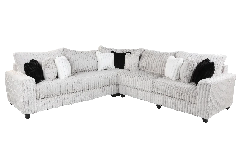 Sofa comfy tufted seats-3 Piece Sectional - Grey