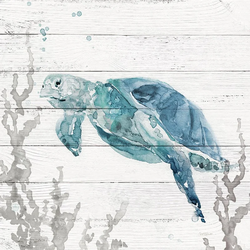 festive wall decor for holiday celebrations -Wall Decor for modern areas-Aqua Turtle II By Carol Robinson (Framed) - Light Blue