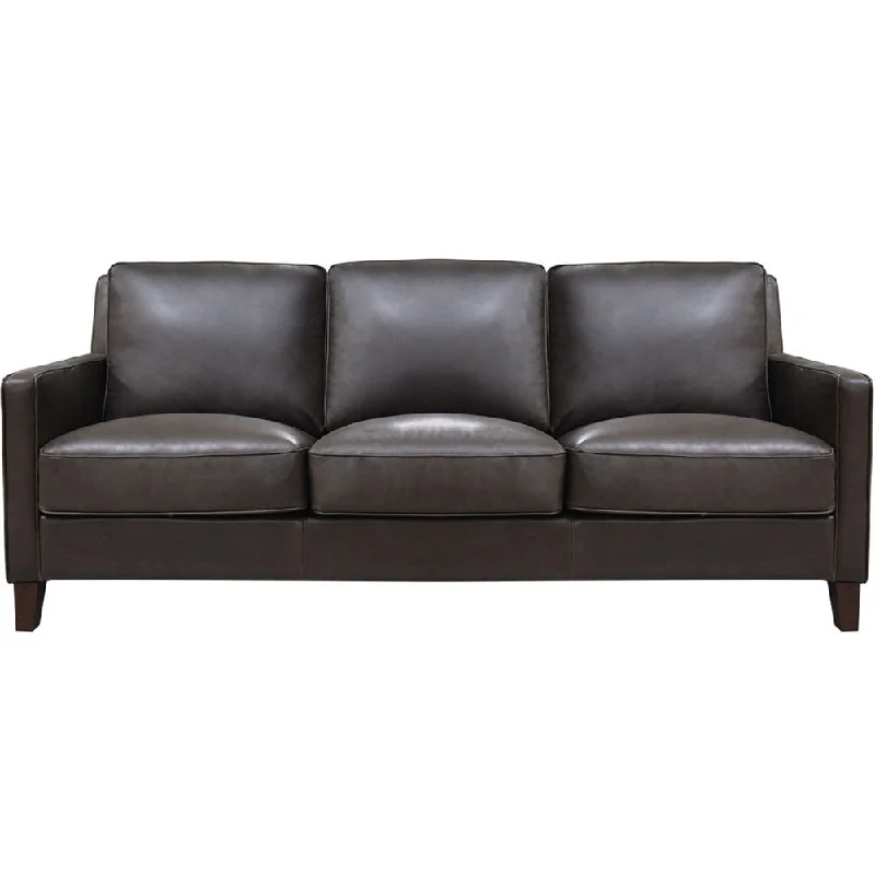 Sofa light coir texture-Ashby - Waxy Pull Up Leather Sofa - Dark Granite