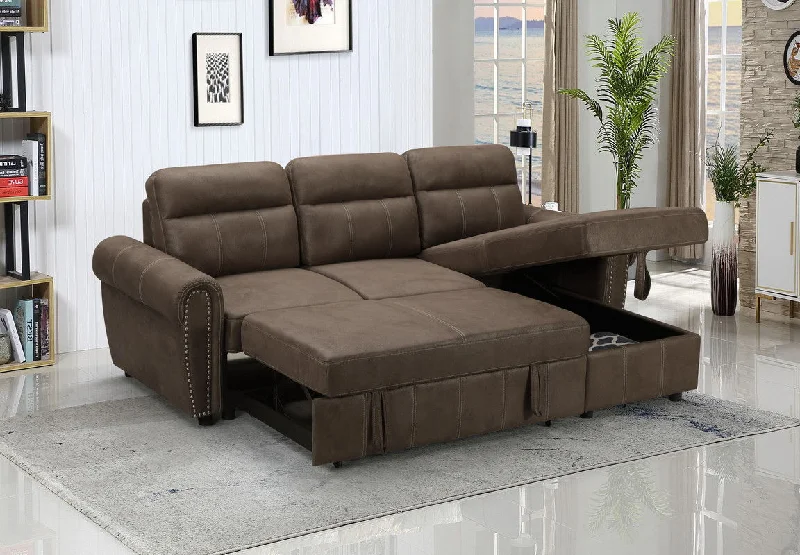 Sofa stylish classic vibe-Ashton - Reversible Sleeper Sectional Sofa Chaise