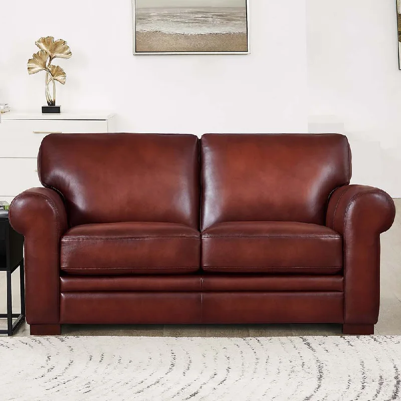 Sofa quick-refresh upholstery-Brookfield - Waxy Pull Up Leather Loveseat - Mocha