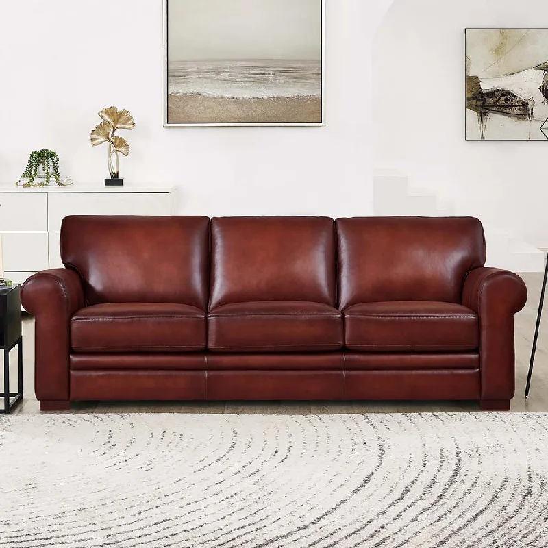 Sofa durable redwood legs-Brookfield - Waxy Pull Up Leather Sofa - Mocha