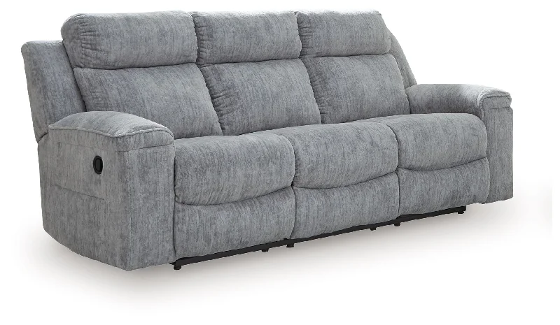 Sofa plush batiste upholstery-Buntington - Pewter - Reclining Sofa