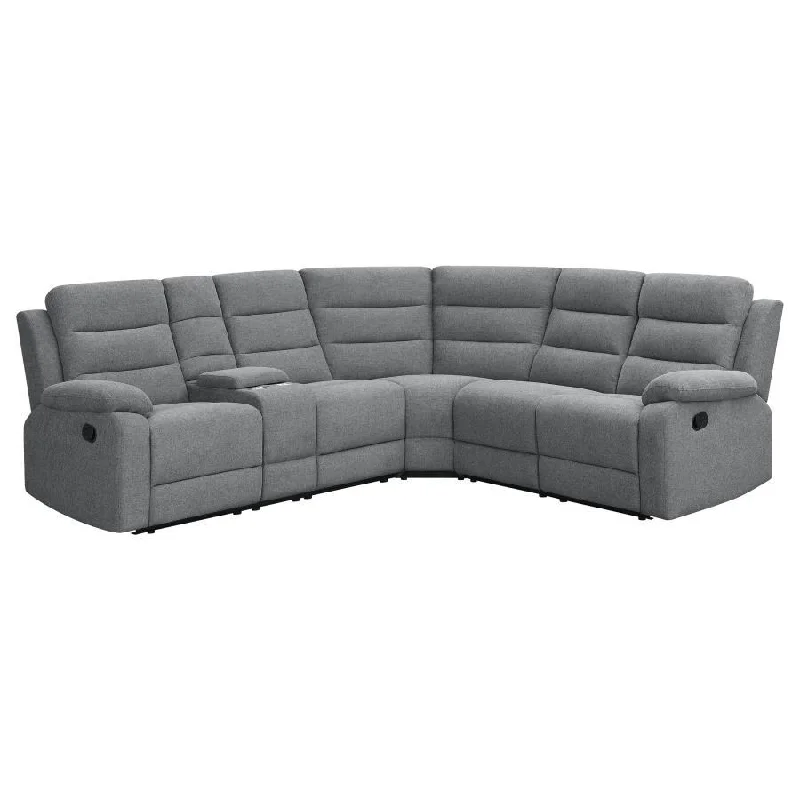 Sofa light abaca texture-David - Upholstered Reclining Sectional Sofa - Smoke