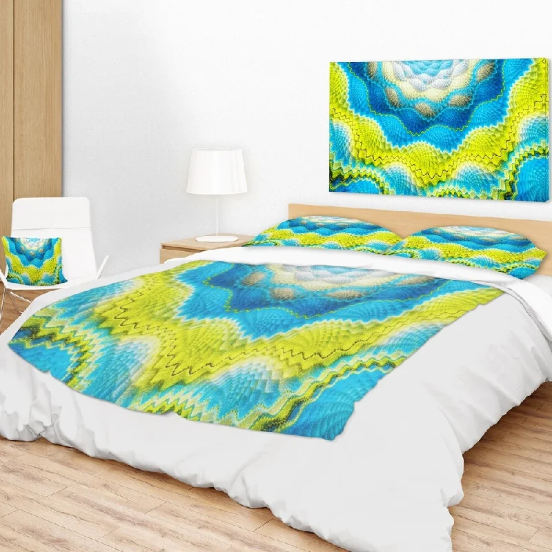 cozy fireside knit throw blanket-Designart 'Blue Yellow Spiral Snake Skin' Floral Throw Blanket