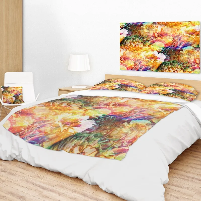 neutral color throw blanket-Designart 'Bokeh Flowers Seamless' Floral Throw Blanket