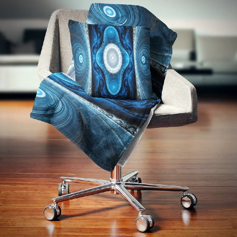 chic minimalist throw blanket-Designart 'Cabalistic Blue Fractal Design' Abstract Throw Blanket