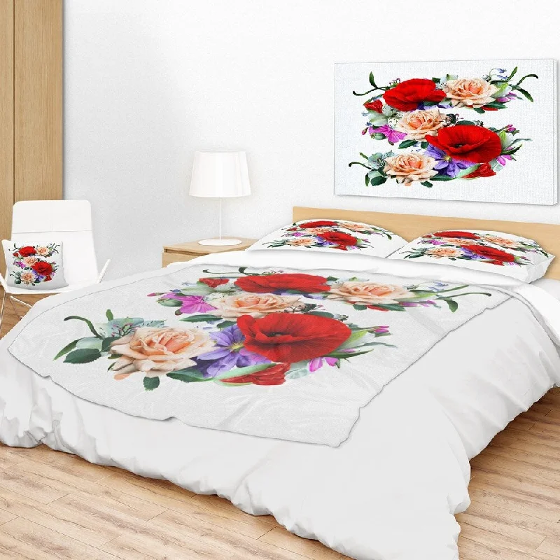 warm oversized throw blanket-Designart 'Floral Figure with Variety of Flowers' Floral Throw Blanket