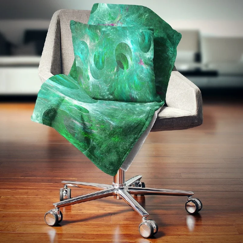 silky smooth hotel throw blanket-Designart 'Green Fractal Glass Texture' Abstract Throw Blanket