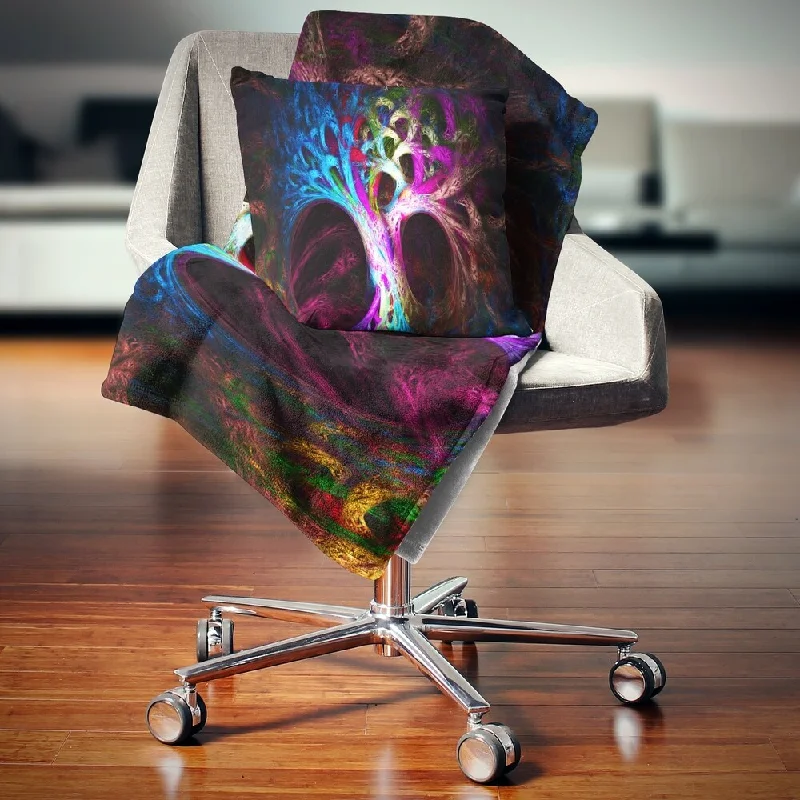 soft microfiber throw blanket-Designart 'Magical Multi color Psychedelic Tree' Abstract Throw Blanket