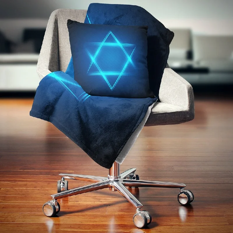 soft cotton throw blanket-Designart 'Neon Star of David' Abstract Throw Blanket