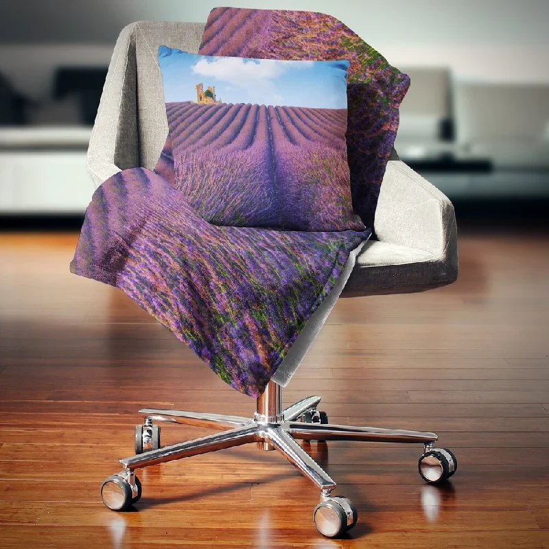 versatile picnic throw blanket-Designart 'Purple Lavender Field' Landscape Photography Throw Blanket