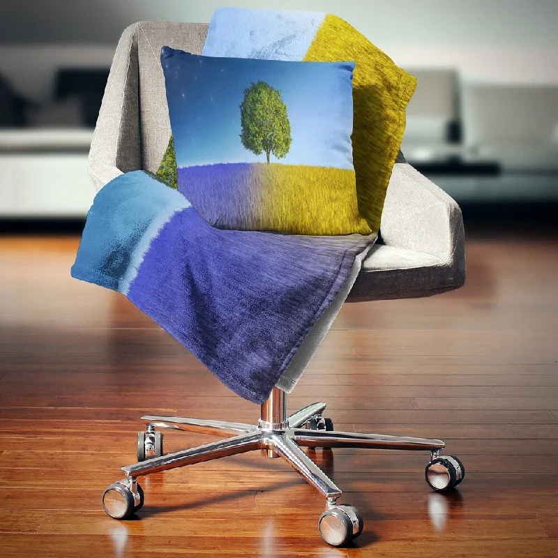 high-end brand throw blanket-Designart 'Tree in Night and Day' Landscape Fleece Throw Blanket