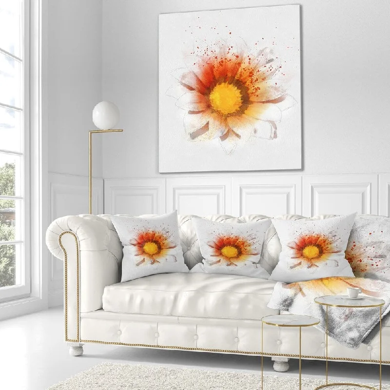 warm Nordic style throw blanket-Designart 'Yellow Orange Flower Watercolor' Flower Throw Blanket