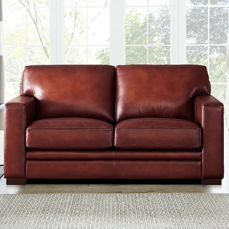 Sofa muted periwinkle tones-Dillon - Waxy Pull Up Leather Loveseat - Mocha