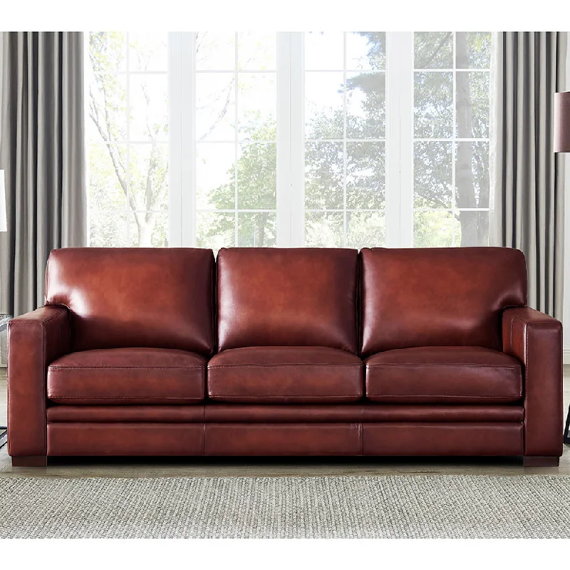 Sofa comfy thick design-Dillon - Waxy Pull Up Leather Sofa - Mocha