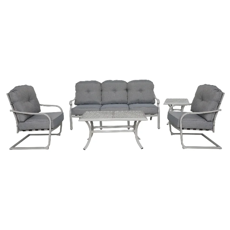 Sofa subtle titanium detailing-Durable Outdoor 5 Piece Aluminum Deep Seating Set - Basalt