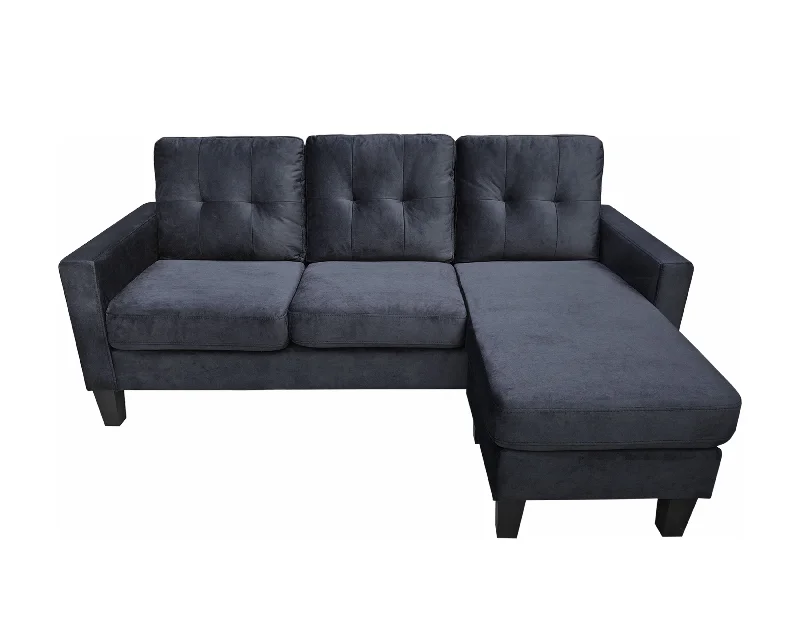 Sofa comfy thick back-Everett - Velvet Reversible Sectional Sofa Chaise