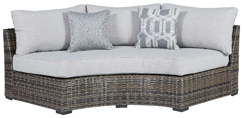 Sofa warm sepia tones-Harbor Court - Gray - Curved Loveseat With Cushion