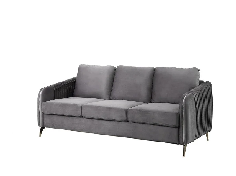 Sofa subtle nickel accents-Hathaway - Velvet Modern Chic Sofa Couch