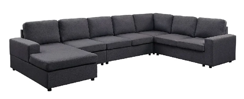 Sofa fast-clean cover-Hayden - Linen 7 Seat Reversible Modular Sectional Sofa Chaise