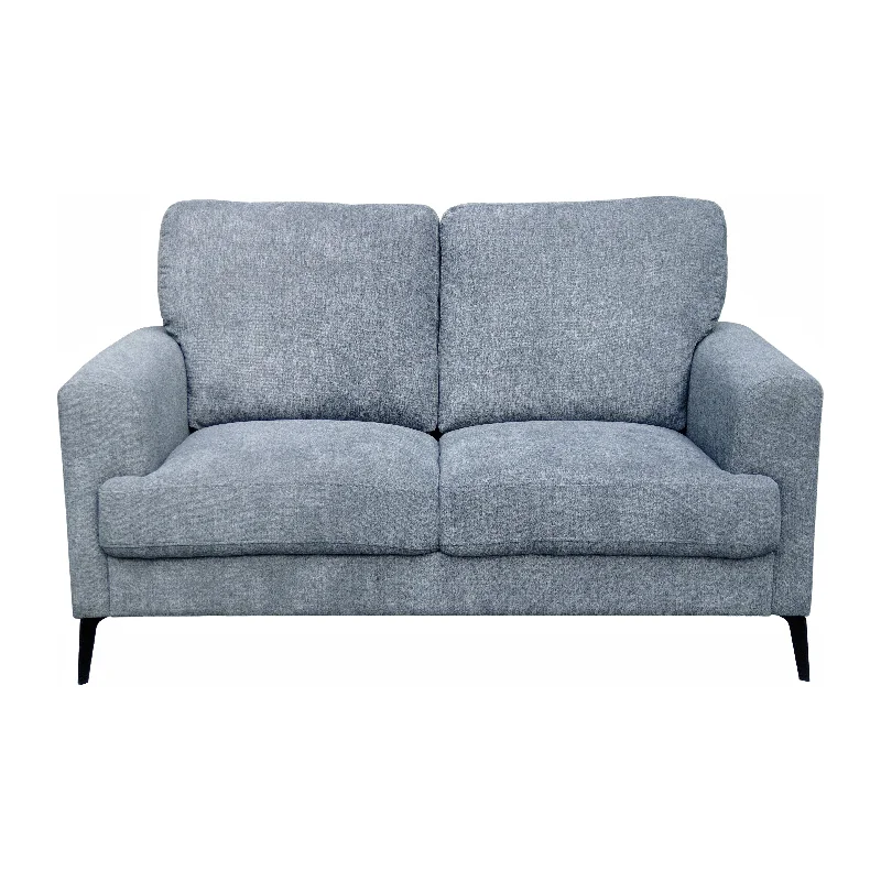 Sofa airy industrial charm-Jackson - Chenille Loveseat With Black Metal Legs