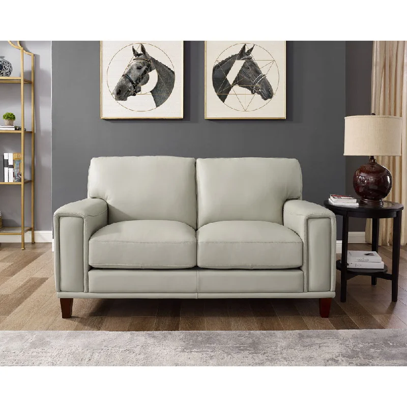 Sofa open rustic charm-Jensen - Leather Loveseat - Fog Gray