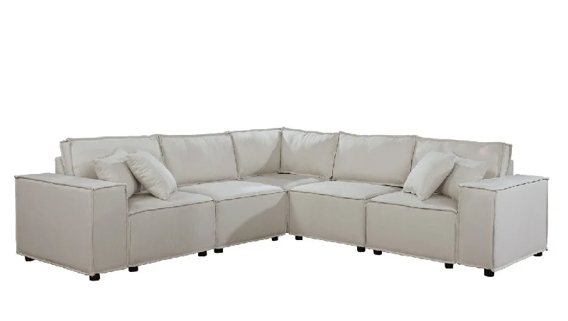 Sofa light linen texture-Jenson - Modular Sectional Sofa