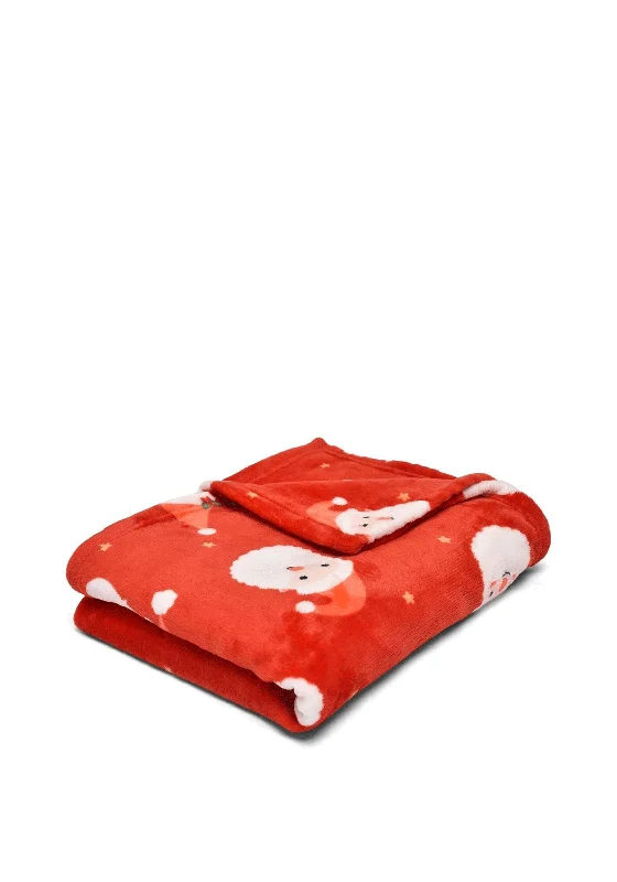 oversized fluffy fleece throw blanket-Fusion Jolly Santa Fleece Throw, Red