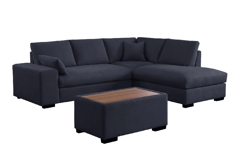 Sofa subtle titanium trim-Joshua - 100" Sectional Sofa with Right Facing Chaise and Console Ottoman