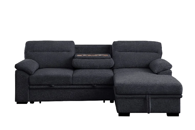 Sofa with flared cushions-Kipling II - 92.5" Sleeper Sectional Sofa