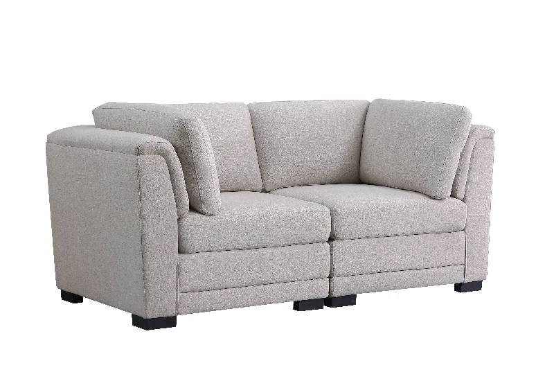 Sofa strong neutral hues-Kristin - Linen Fabric Loveseat - Light Gray