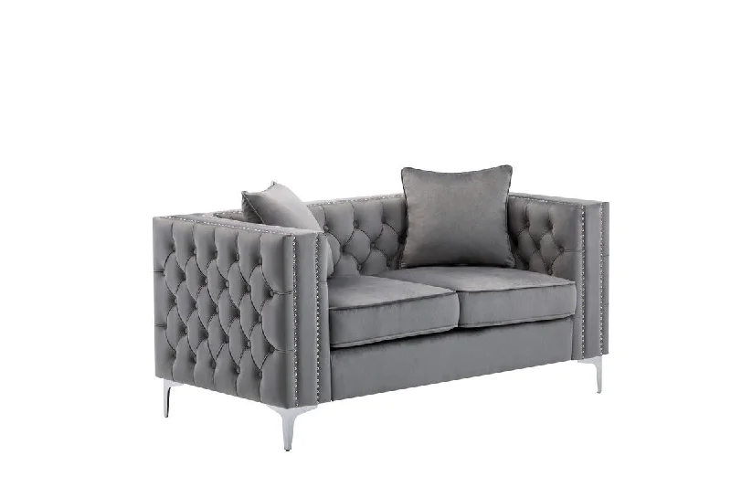 Sofa comfy tufted backrest-Lorreto - Velvet Loveseat