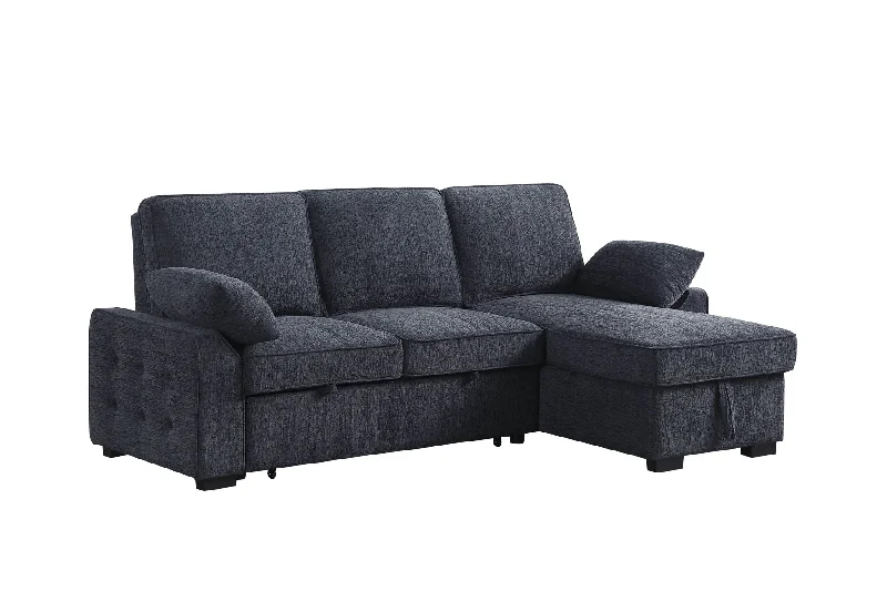 Sofa chic coastal design-Mackenzie - Chenille Fabric Sleeper Sectional With Right-Facing Storage Chaise