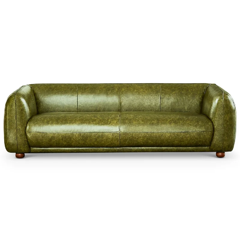 Sofa stylish coastal layout-Marlon - Luxury Italian Leather Sofa - Green