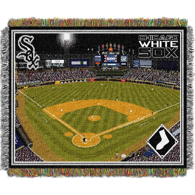 hand-knit merino throw blanket-MLB Chicago White Sox U.S. Cellular Field Woven Tapestry Throw