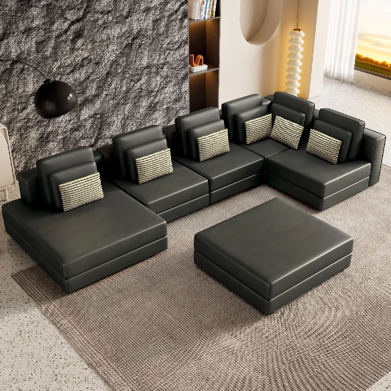 Sofa with sliding seat-Modular Sectional Sofa Corner Sofa Chaise Lounge With Movable Ottoman For Living Room